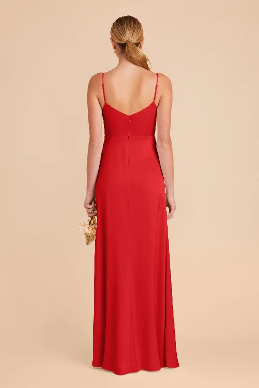 Catherine Matte Satin Dress - Ruby Red