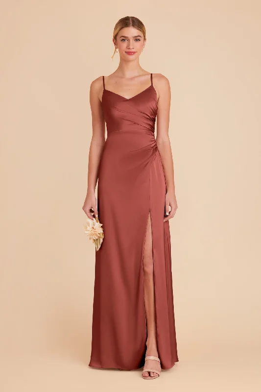 Catherine Matte Satin Dress - Spice