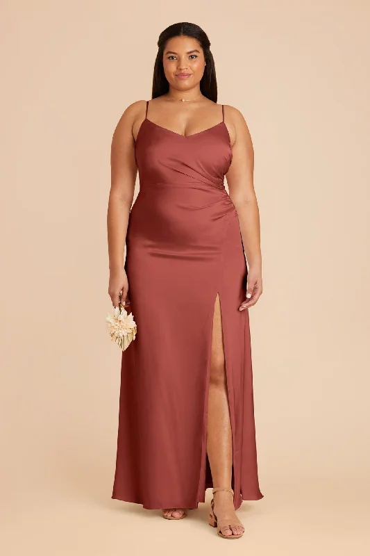 Catherine Matte Satin Dress - Spice