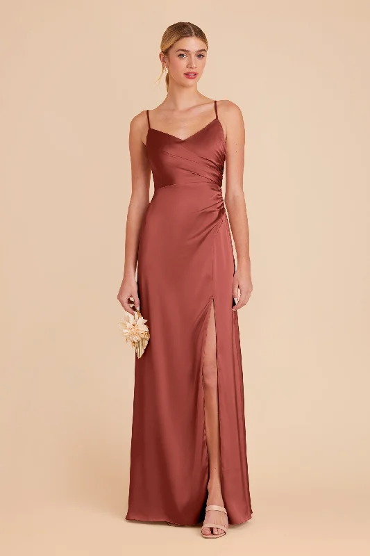 Catherine Matte Satin Dress - Spice