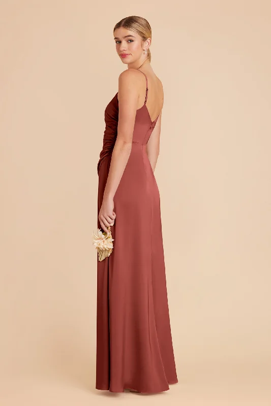 Catherine Matte Satin Dress - Spice