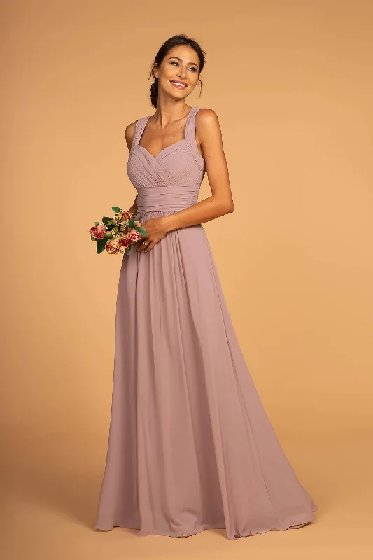 Chiffon Ruched Bridesmaid Long Formal Dress