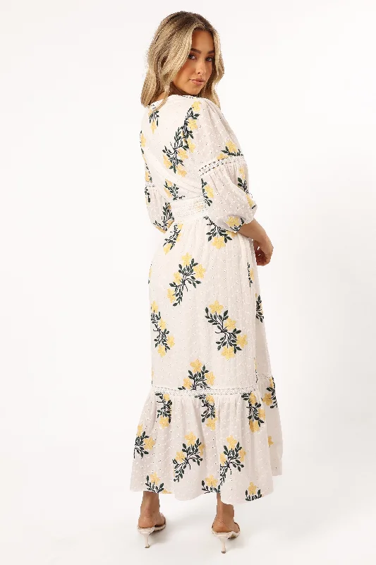 Christie Maxi Dress - White Yellow Floral