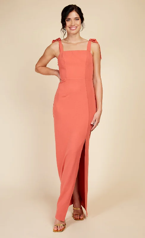 Coral Rose Tie Strap Maxi Dress