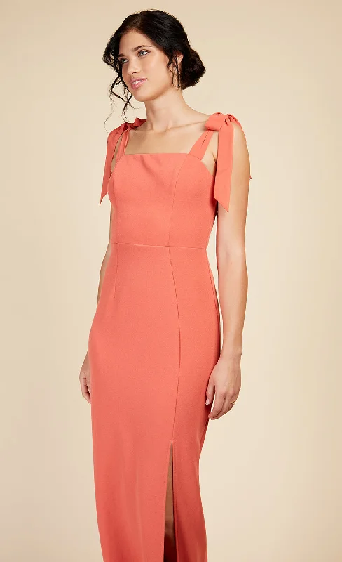 Coral Rose Tie Strap Maxi Dress