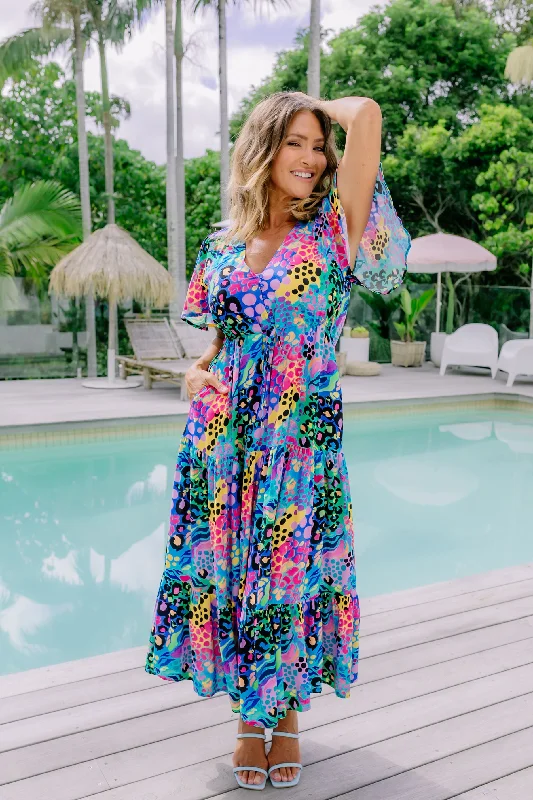 Bonnie Maxi Dress in Electric Leopard by Kasey Rainbow