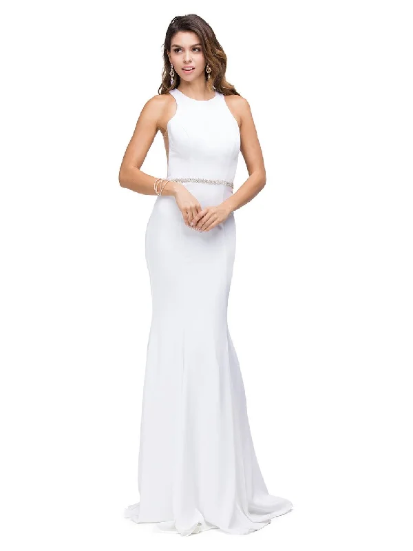 Dancing Queen Bridal - 9757 Sparking Jewel-accented High Scoop Jersey Mermaid Dress