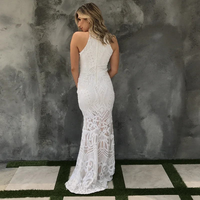 Dreams Come True Sequin Maxi in White