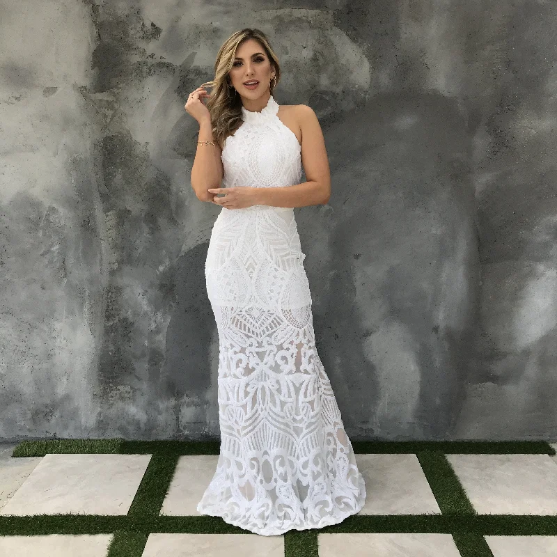 Dreams Come True Sequin Maxi in White