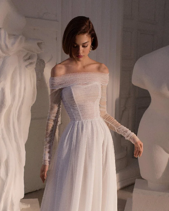 Elegant Off-Shoulder A-Line Wedding Dress