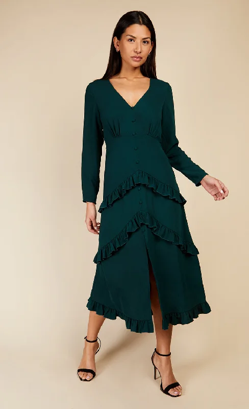 Emerald Green Frill Midaxi Dress