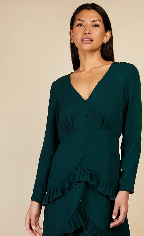 Emerald Green Frill Midaxi Dress