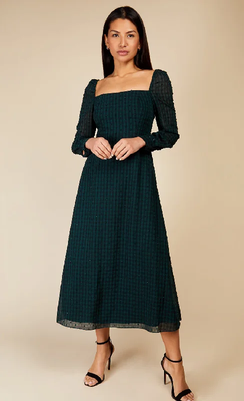 Emerald Green Gingham Midaxi Dress