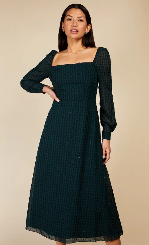 Emerald Green Gingham Midaxi Dress