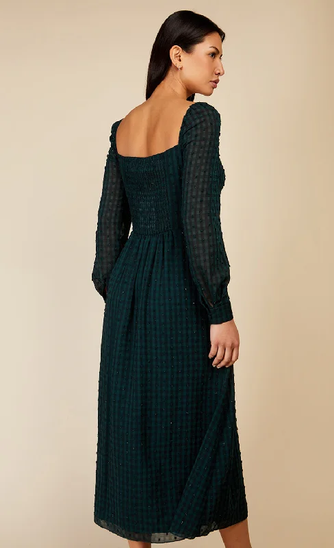 Emerald Green Gingham Midaxi Dress