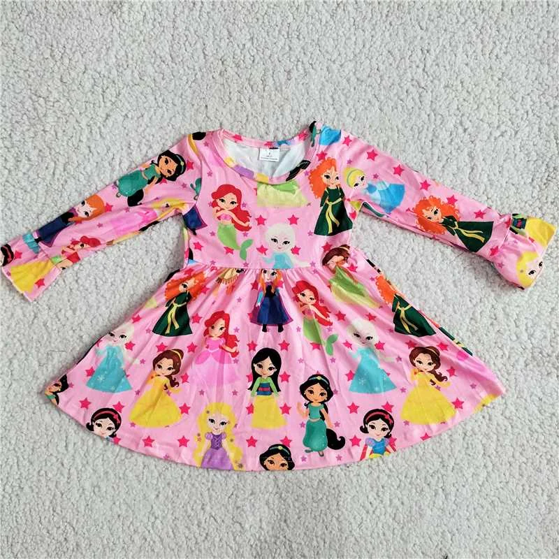 girls cartoon princess long sleeve dress G2-24