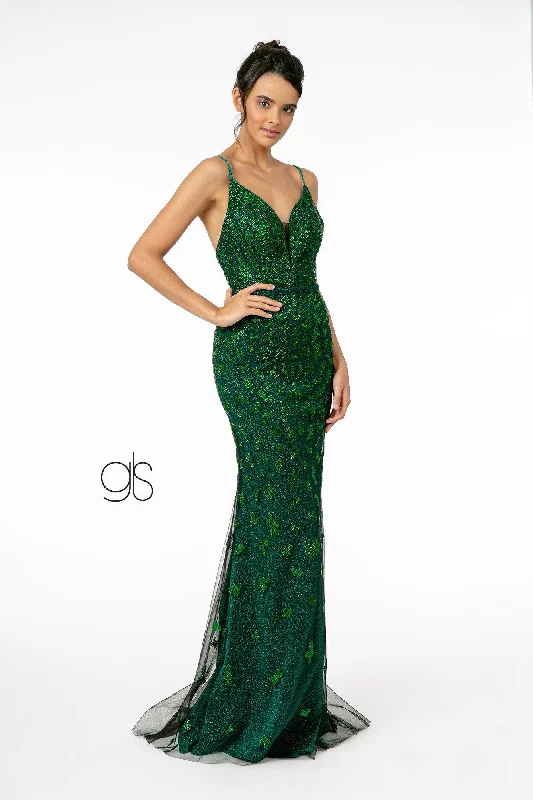 Glitter Mesh Mermaid Long Prom Dress