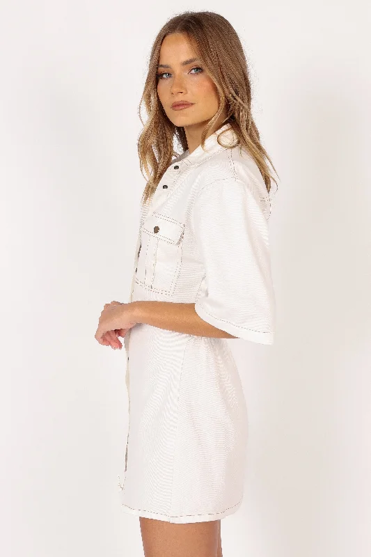 Hailey Denim Mini Dress - White Denim