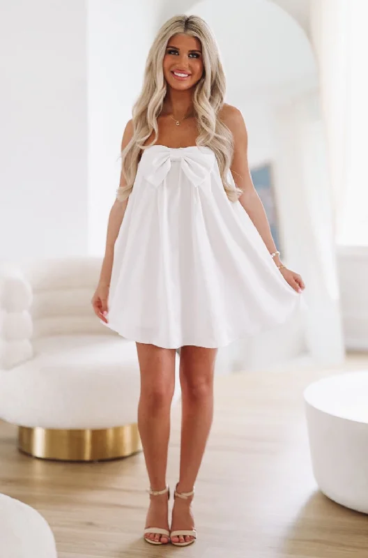 I Said Yes Bow Mini Dress - White