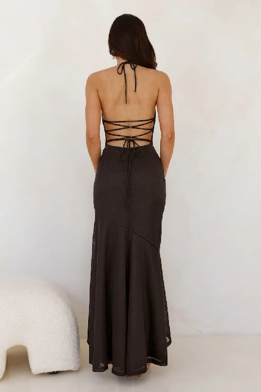 Island Skies Halter Maxi Dress Black