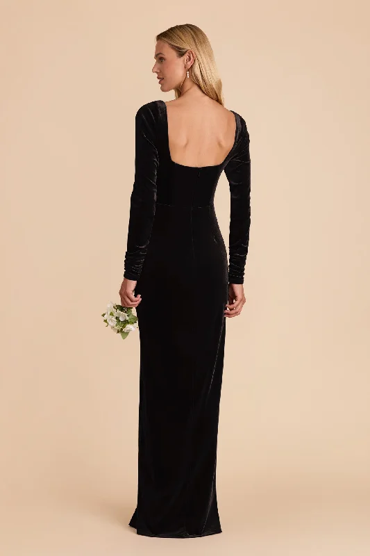 Ivy Velvet Dress - Black