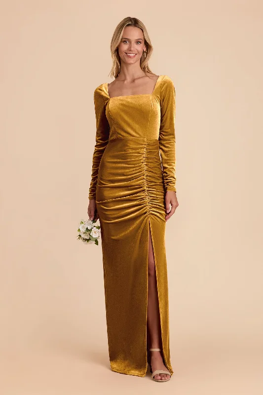 Ivy Velvet Dress - Butterscotch