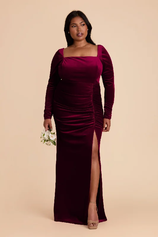 Ivy Velvet Dress - Cabernet