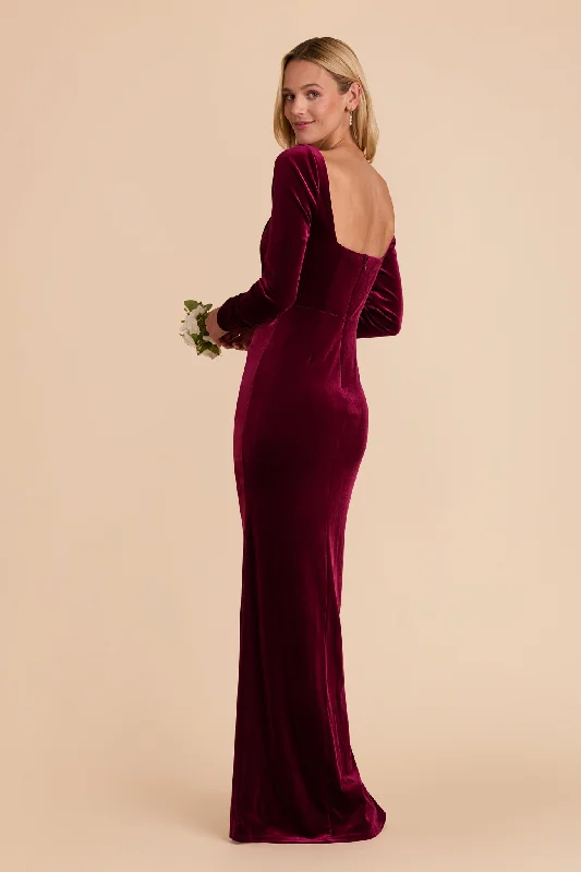 Ivy Velvet Dress - Cabernet