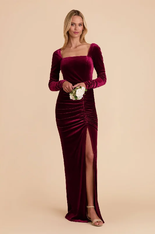 Ivy Velvet Dress - Cabernet