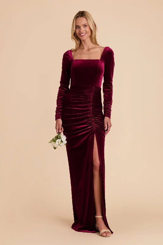 Ivy Velvet Dress - Cabernet