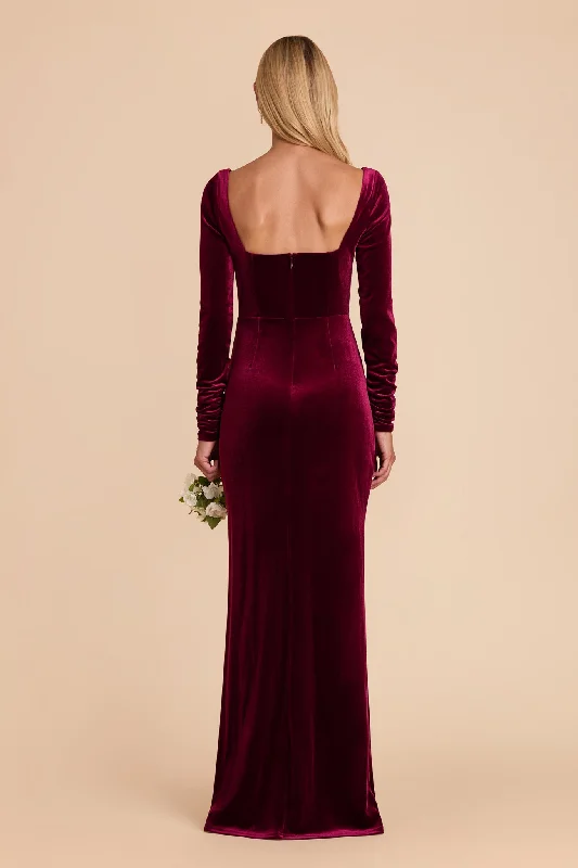 Ivy Velvet Dress - Cabernet