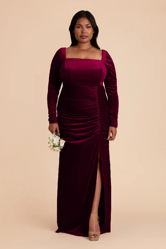 Ivy Velvet Dress - Cabernet