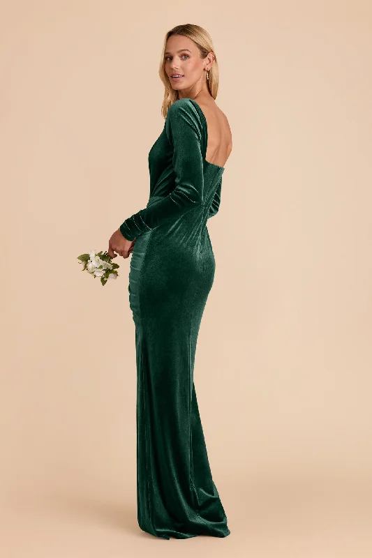 Ivy Velvet Dress - Emerald