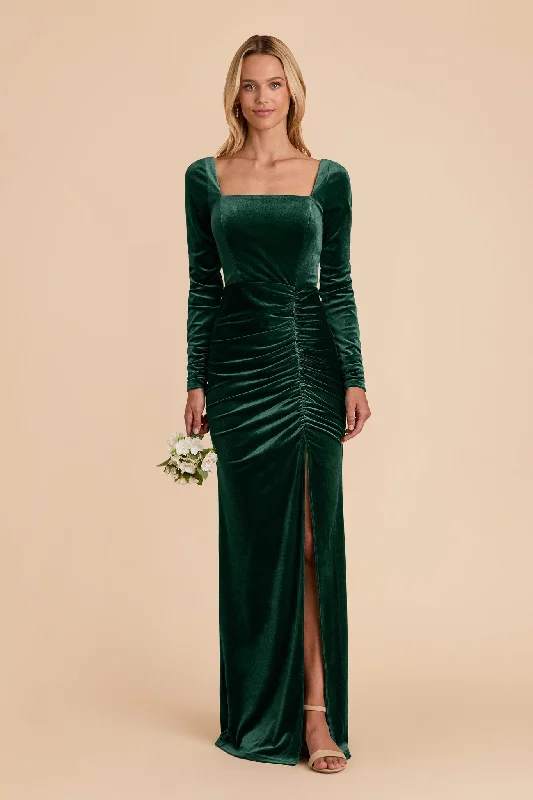 Ivy Velvet Dress - Emerald