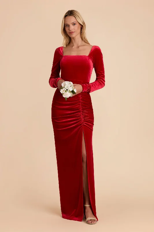 Ivy Velvet Dress - Ruby Red