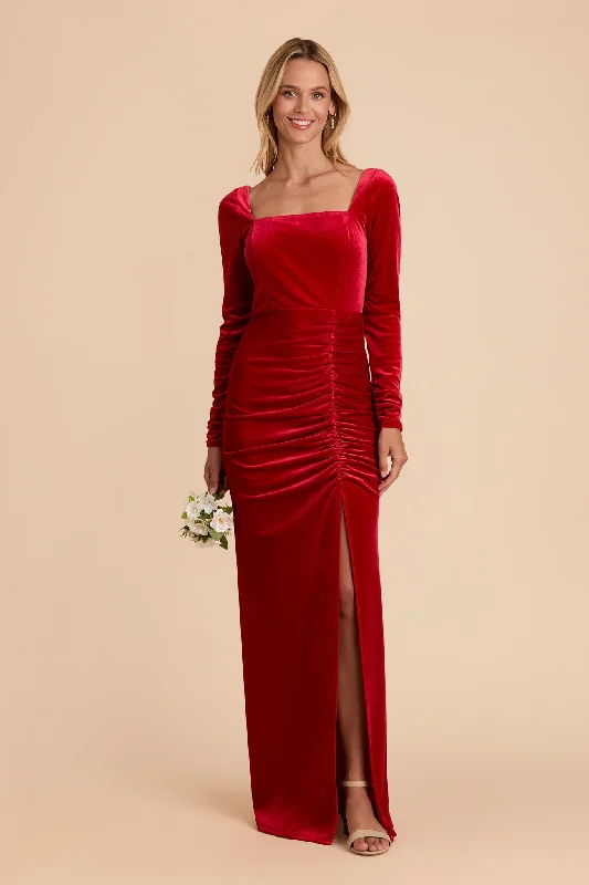 Ivy Velvet Dress - Ruby Red