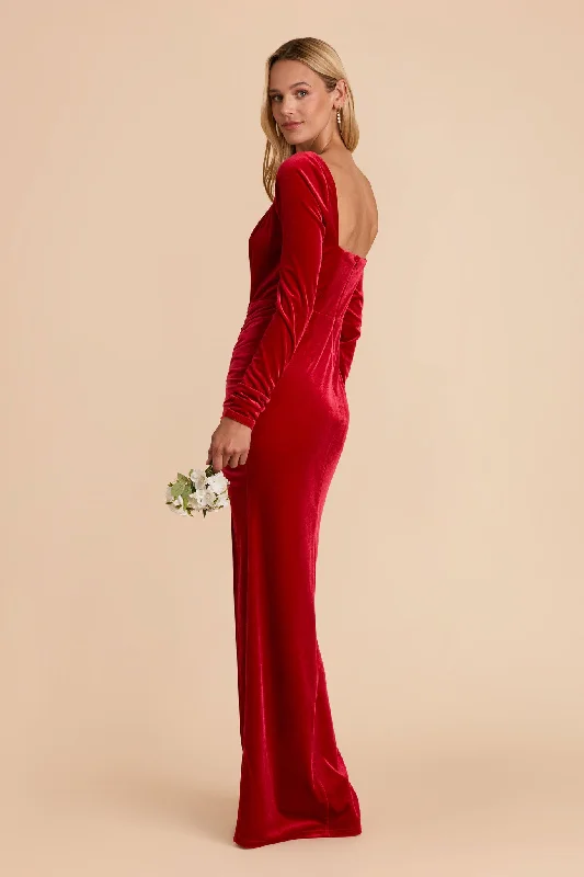 Ivy Velvet Dress - Ruby Red