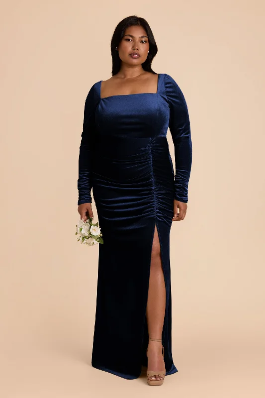 Ivy Velvet Dress - Sapphire Blue