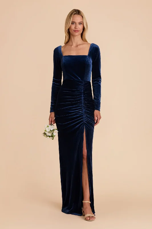 Ivy Velvet Dress - Sapphire Blue