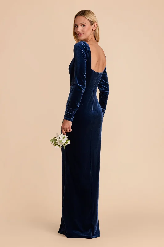 Ivy Velvet Dress - Sapphire Blue