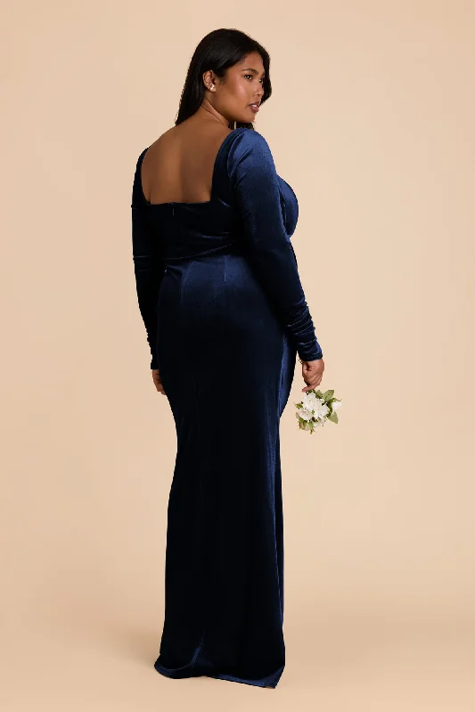 Ivy Velvet Dress - Sapphire Blue