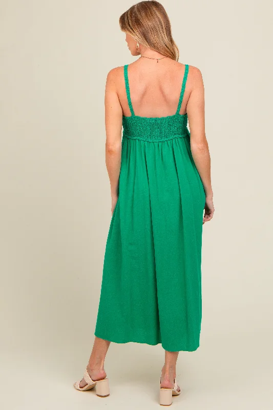 Jade V-Neck Crochet Top Maternity Midi Dress