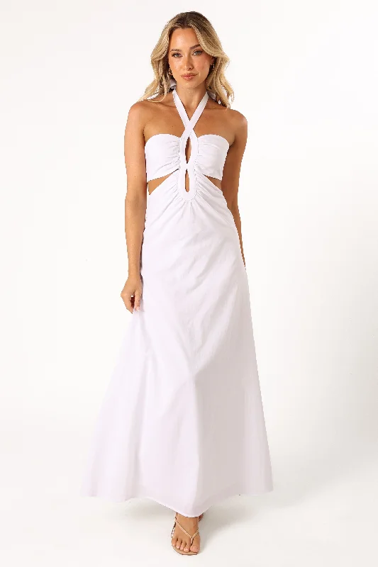 Kallos Halterneck Maxi Dress - White