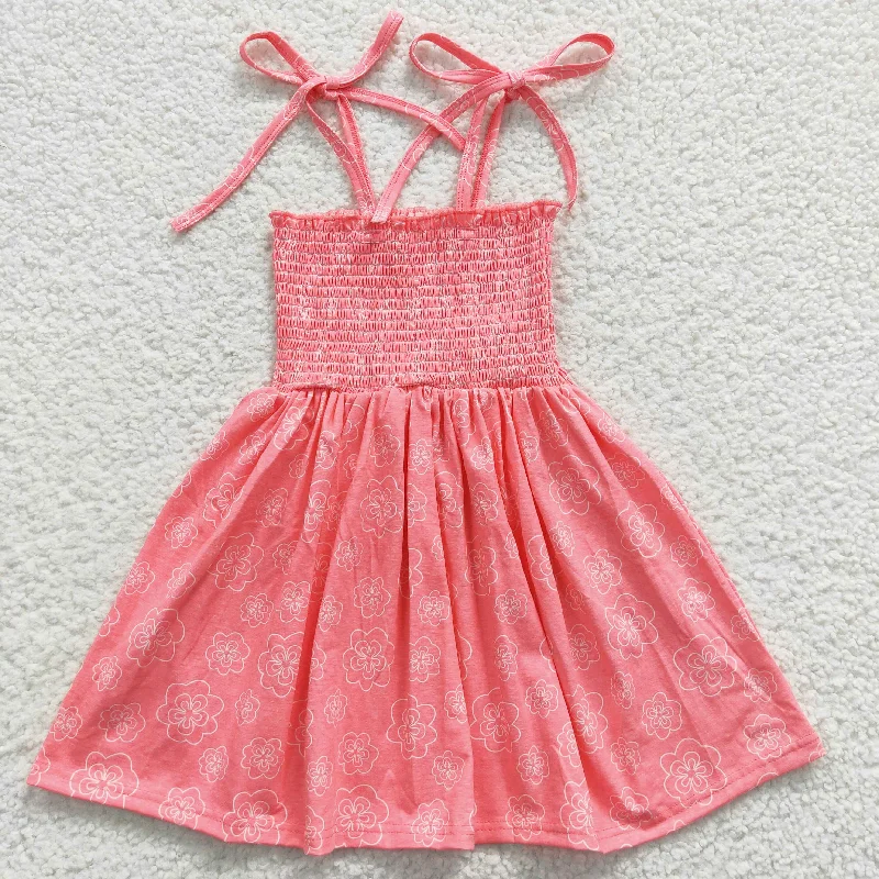 kids floral red spaghetti strap dress GSD0349