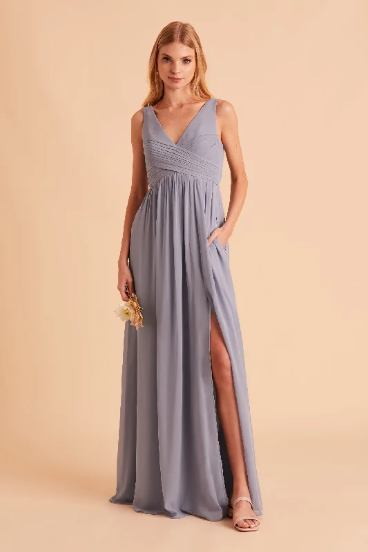 Laurie Empire Dress - Dusty Blue