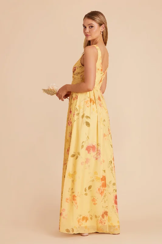 Laurie Empire Dress - Pale Yellow Rococo Floral