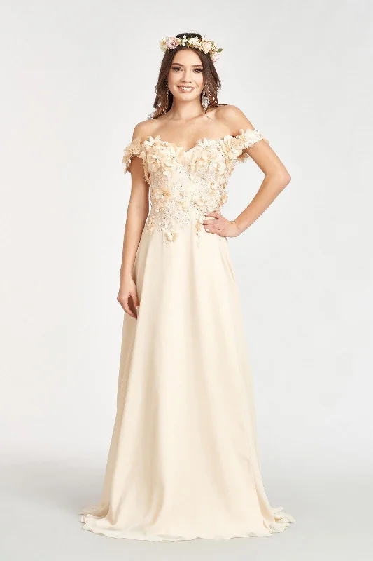 Long Off Shoulder Formal Chiffon Prom Gown