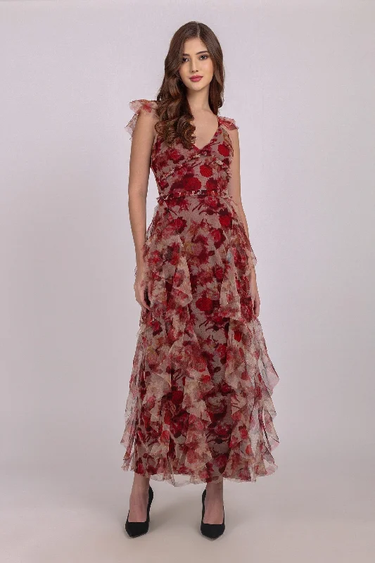 Malin Maxi Dress in Rose Floral