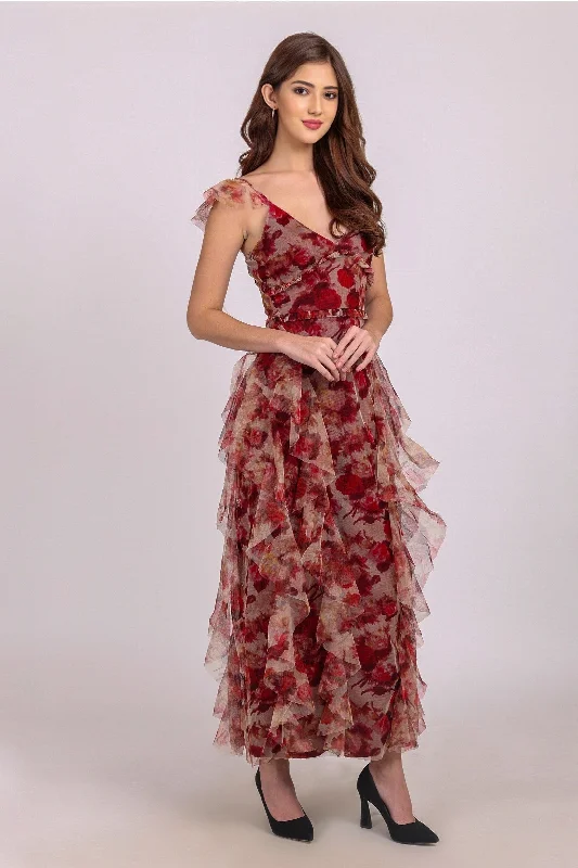 Malin Maxi Dress in Rose Floral