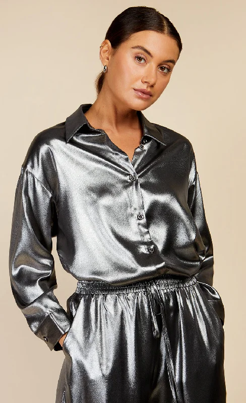 Metallic Satin Oversized Shirt by Vogue Williams